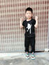 酷系（Cuulrite）兒童舞蹈服男童演出服專(zhuān)業(yè)T恤套裝現代舞服練功服男生拉丁舞服裝 黑色圓領(lǐng)短袖+蘿卜褲 120 身高115-125cm 曬單實(shí)拍圖