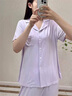 蘭卓麗（Langerie）家居服女上下套裝短袖九分褲睡衣寬松柔軟舒適可外穿春夏季 馬卡龍紫 L （165/92A） 曬單實(shí)拍圖