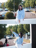 舒芳蝶（shufangdie）連衣裙女裝2025秋季新款甜美小清新毛衣半身裙兩件套套裝裙子女潮 藍色開(kāi)衫毛衣+半身裙 M 曬單實(shí)拍圖