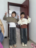 哈羅小黃鴨女童春裝套裝2024新款韓版中大童女孩洋氣衛衣牛仔闊腿褲三件套潮杏色 上衣+背心+牛仔褲【三件套140 碼建議身高1米3左右 曬單實(shí)拍圖