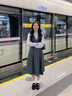 熙世界sllsky廳里廳氣假兩件長(cháng)袖連衣裙女2025春季教資面試收腰襯衫裙子 月石灰 L 曬單實(shí)拍圖