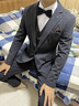 羅蒙（ROMON）男士西裝套裝男商務(wù)休閑修身商務(wù)正裝小西服青年新郎結婚禮服 深灰 單西服 +領(lǐng)帶 XL(120-135斤穿) 曬單實(shí)拍圖