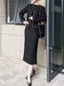 顏域毛呢外套半身裙兩件套女2025新款冬高級感黑色顯瘦小香風(fēng)套裝 黑色 L 曬單實(shí)拍圖
