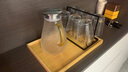 青蘋果加厚冷水壺玻璃水壺家用耐高溫泡茶壺冷泡瓶涼水杯冰箱涼水壺套裝 錘紋壺1800+6杯+黑色杯架+竹盤 曬單實拍圖