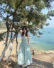 多想余純欲連衣裙女高級感裙子夏季長(cháng)裙露背吊帶裙海邊穿搭沙灘裙度假 薄荷綠露背綁帶連衣裙 M 建議95-105斤 曬單實(shí)拍圖