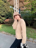 羅蒙（ROMON）奶系慵懶風(fēng)復(fù)古毛衣外套女開衫秋冬新款氛圍感軟糯麻花針織衫上衣 奶茶色 M -105-130斤 曬單實拍圖