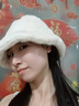 瑜品佳毛絨漁夫帽子女秋冬新款大頭圍韓版百搭防寒護耳帽盆帽顯臉小毛絨 奶白色-均碼 曬單實(shí)拍圖