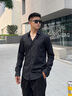 EMPORIO ARMANI/阿瑪尼官方旗艦?zāi)信閭H款長袖翻領(lǐng)純色休閑商務(wù)襯衫0999-黑色XL  (推薦：165-180斤) 曬單實(shí)拍圖