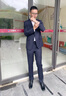 五沃70%羊毛西服套裝男女薄款銀行4s酒店經(jīng)理總裁公務(wù)銷售員工裝西裝 男藏青西裝+西褲. XL 曬單實拍圖