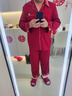 浪莎本命年紅色結婚睡衣女秋冬  結婚禮物男款情侶家居服套裝喜送禮 雙喜紅禮盒裝（長(cháng)袖長(cháng)褲） 3XL 男-適合體重180-200斤 曬單實(shí)拍圖