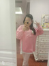 可可鴨（QQ DUCK）童裝兒童衛衣女童上衣學(xué)生圓領(lǐng)外套青少年衣服愛(ài)心櫻花粉；130 曬單實(shí)拍圖