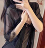 莫代爾品牌性感睡衣女蕾絲吊帶睡裙夏季火辣透明情調大碼內衣真冰絲睡裙 黑色【外袍+吊帶裙+T褲】 L 105至115斤 曬單實(shí)拍圖