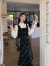 唐菓蜜新款連衣裙女2024秋冬女裝學(xué)生時(shí)尚百搭韓系減齡學(xué)院風(fēng)格子套裝裙 格子馬甲+打底衫+格子裙 M 曬單實(shí)拍圖