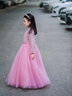 小咔衣濃（Xiaokayinong）女童禮服公主裙生日花童婚禮小女孩主持人晚禮服鋼琴演出服夏秋季 粉色長(cháng)款361-D2連衣裙 130 曬單實(shí)拍圖