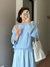 CTOX溫柔韓系穿搭一整套藍(lán)色連衣裙子女2025新款早夏季度假感套裝長裙 半裙 M 45/55kg 曬單實(shí)拍圖