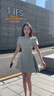 GARNUO白色連衣裙女夏季法式小個(gè)子高級感裙子禮服裙收腰顯瘦小白裙短裙 綠色【短袖短款】 S 【80-100斤】 曬單實(shí)拍圖