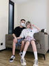 GENIOLAMODE短袖T恤男韓版寬松純棉簡約印花五分袖寬松舒適百搭男裝 曬單實拍圖