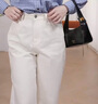 芮鴿大碼女裝白色牛仔褲廓形寬松遮肉顯腿細直筒百搭慵懶新款長(cháng)褲 雅士白 3XL 曬單實(shí)拍圖