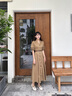 歌力思（ELLASSAY）【童瑤同款】春夏新款棉美拉德赫本裙襯衫式連衣裙女EWW341Y093 亞麻棕 XS 曬單實拍圖