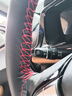 汽車方向盤套真皮手縫男女四季通用牛皮手工皮套防滑縫制把套 【整張頭層牛皮】黑色紅線無孔 曬單實(shí)拍圖