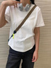 雲(yún)上生活「盛夏面膜t」解構(gòu)正肩短袖T恤2025夏季簡約短袖T9618X 星白色 32支法式棉氨螺紋 M （建議100-110斤左右) 曬單實拍圖