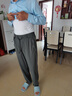 啄木鳥(niǎo)高彈冰絲休閑褲男夏季薄款寬松直筒運動(dòng)男褲中年爸爸裝速干褲子男 灰綠色 【夏冰絲薄款】 XL 【推薦體重142-152斤穿】 曬單實(shí)拍圖