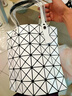 袋鼠日本2024春夏七夕時(shí)尚六格單肩包菱形折疊幾何包菱格手提包 白色 曬單實(shí)拍圖
