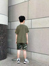 G.DUCKKIDS男童夏裝迷彩套裝軍綠色短袖2025新款兒童演出服男孩時髦潮酷 綠色 130 cm 曬單實拍圖