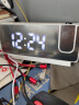 艾瑞曼 现代简约投影闹钟LED大屏电子时钟USB插电数字卧室床头夜光钟表 白色2282-镜像投影插电款 实拍图