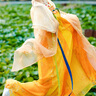 重回漢唐長(cháng)安渡原創(chuàng  )唐制齊胸破裙套裝國風(fēng)漢服女款春夏 上淺黃下橘黃齊胸套裝/預售45天 M 160 曬單實(shí)拍圖