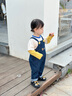 幼歌（YOUGE）【軟牛仔】嬰幼兒休閑卡通字母口袋寬松柔軟直筒潮牛仔背帶褲 牛仔藍 (66-90開(kāi)檔扣） 90 cm 曬單實(shí)拍圖