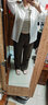 IQTM胖女孩穿顯瘦的衣服梨形身材穿搭套裝胖mm大碼女裝春秋季2024新款 襯衫+背心+西裝褲 三件套 XL 建議120-140斤 曬單實(shí)拍圖