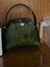 PmSix情人節禮物非遺桑蠶絲女包新中式國風(fēng)復古綠色手提單肩斜挎旗袍包 綠色 曬單實(shí)拍圖