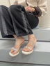 達芙妮透明涼鞋女2024夏新款百搭小碼外穿拖鞋水晶氣質(zhì)防水臺高跟鞋子女 銀色（跟高） 9cm 37 曬單實拍圖