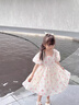 酷樂羊女童公主裙夏裝2025新款洋氣兒童碎花裙小女孩蝴蝶結泡泡袖連衣裙 圖片色 120 曬單實拍圖