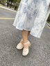 康麗鳥(niǎo)真皮軟底媽媽鞋涼鞋高跟粗跟中老年人女鞋子防滑舒適2024夏季新款 米白 軟面牛皮  透氣不磨腳 38 曬單實(shí)拍圖