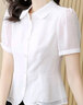 皮爾卡丹（pierre cardin）白色短袖雪紡襯衫女士夏2023新款時(shí)尚襯衣女夏裝減齡遮肚上衣 白色 M96-105斤 曬單實(shí)拍圖