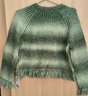 香影超好看綠色漸變針織開(kāi)衫女2025秋冬新款流蘇圓領(lǐng)毛衣外套短款 綠色 M 曬單實(shí)拍圖