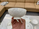 法漫玫 新款骨瓷餐具整套景德鎮(zhèn)碗盤(pán)高級(jí)感純白浮雕碗碟套裝家用 冰清玉潔38件套 曬單實(shí)拍圖