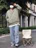 京西藍靛冬季潮牌休閑棒球服男士夾克棉衣寬松加肥加大保暖菱形格棉服外套 暮云灰 L 合適體重130-150斤 曬單實(shí)拍圖