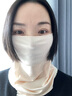 上海故事真絲防曬面罩女夏季兩用遮臉開車桑蠶絲圍脖護(hù)頸面紗 碎花白色 曬單實(shí)拍圖