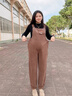 圖亞格孕婦背帶褲套裝小個(gè)子新款秋冬季孕婦褲子春秋款闊腿大碼孕婦秋裝 咖啡色背帶褲單件【春秋薄款】 L碼【建議115-130斤】 曬單實(shí)拍圖