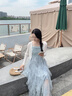 衣典零一（LEDIALYI）網(wǎng)紗拼接吊帶連衣裙女夏季2025新款無(wú)袖背心裙小個(gè)子披肩兩件套裝 藍(lán)色吊帶裙 S （建議105以內(nèi)） 曬單實(shí)拍圖