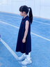 ELLE KIDS法式學院珠地涼感無袖背心POLO領連衣裙夏季女童舒適休閑長裙 藏青色 130 曬單實拍圖