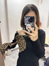 妙奕嘉黑色一字肩斜肩純欲風上衣辣妹秋季衣服女裝露肩顯瘦大碼性感打底 豹紋系帶斜肩辣妹露肩上衣 S 【建議95斤以內(nèi)】 曬單實拍圖