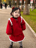 幼歌（YOUGE）嬰幼兒甜美精致俏皮櫻桃裝飾燈籠袖口可愛(ài)拜年服套裝潮 暗紅色 90 cm 曬單實(shí)拍圖
