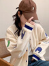 莫代爾棒球服外套女2025春秋冬新款加絨加厚學(xué)生上衣寬松時(shí)尚百搭夾克 米杏色-加厚 加絨 L 99-111斤 曬單實(shí)拍圖