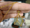 虞漫砂金石吊墜水晶原石手工可調節金屬竹節網(wǎng)兜項鏈編織調節鏈子網(wǎng)兜 金色+綠東陵吊墜（孔雀石高品質(zhì)砂金石） 曬單實(shí)拍圖