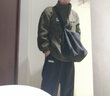 型曼春秋季搖粒絨開(kāi)衫衛衣男潮牌寬松休閑衛衣男BF風(fēng)立領(lǐng)上衣潮流外套 軍綠色 M（寬松版型） 曬單實(shí)拍圖