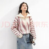 對白美式半拉鏈套頭毛衣女秋冬2025新款寬松不規則撞色條紋針織衫 風(fēng)鈴紫 L 曬單實(shí)拍圖